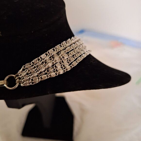 A Vintage Sarah Coventry Layered Chain Choker Necklace Elegant Silver Tone - Picture 6 of 8